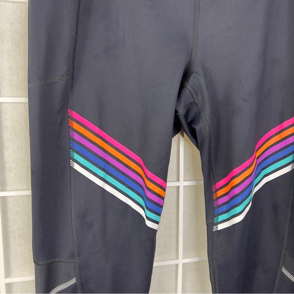 FILA Black Capri Leggings with Rainbow Stripes - Size Large - Picture 4 of 14